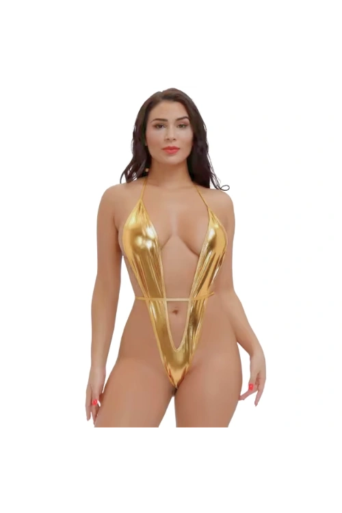 Fantezi Altın Parlak Bodysouit   10135
