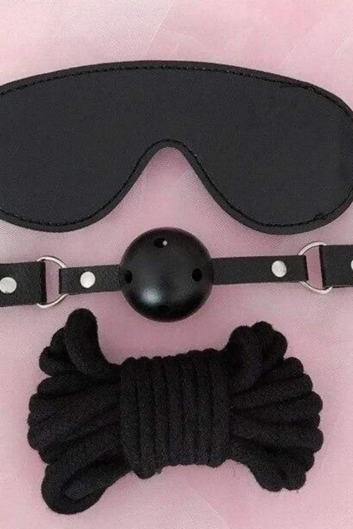 Gözlük Ağız Topu İp Üçlü Deri Harness Set - KLBN19589