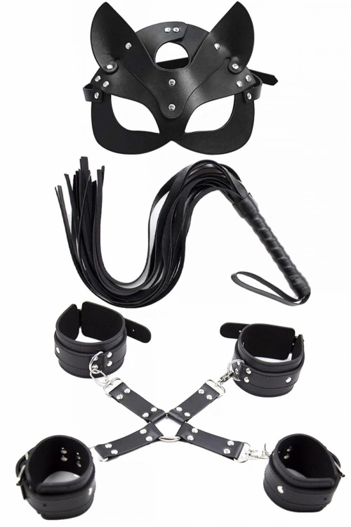 Maske Kırbaç Bileklik 5 Li Harness Deri Set - KLBN19653