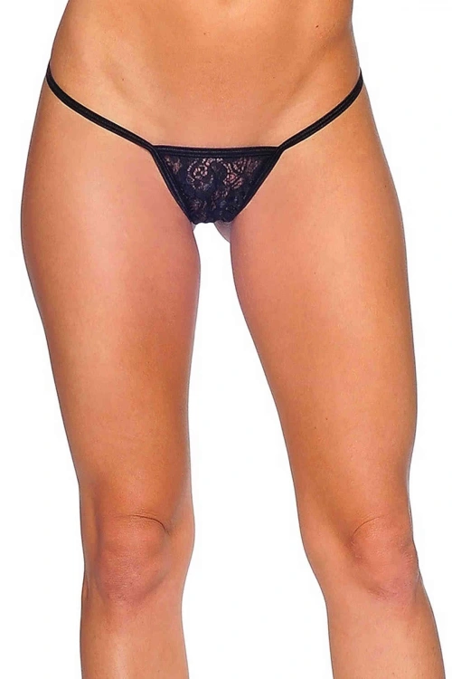 Tanga - Siyah Dantelli - Kadın İç Giyim - KLBN00029
