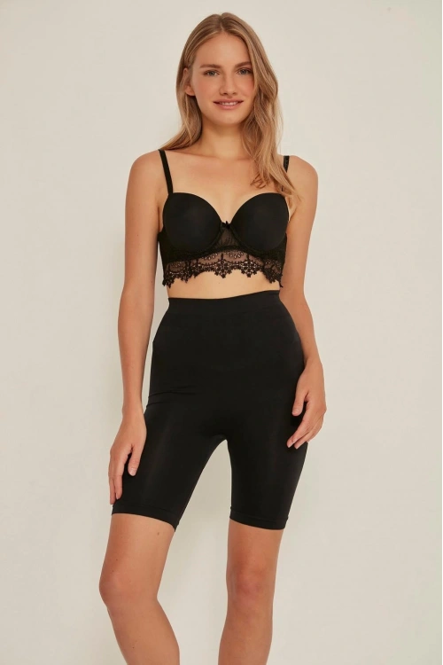 Soft Uzun Paçalı Boxer Korse - Siyah - KLBN29441