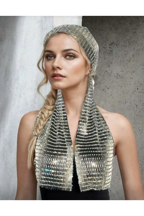 Taşlı Kafa Aksesuarı Kristal Bandana