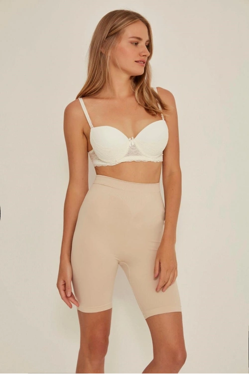 Soft Uzun Paçalı Boxer Korse - Ten - KLBN29443
