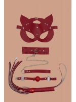 Arias Closet Maske Tasma Kırbaç Deri Set - Kırmızı - KLBN19641
