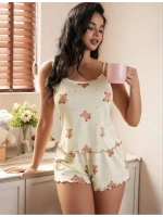 Ayıcık Desenli Askılı Şortlu Pijama Takımı