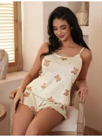 Ayıcık Desenli Askılı Şortlu Pijama Takımı