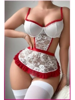 Beyaz Balenli Seksi Hizmetçi Kostüm