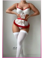 Beyaz Balenli Seksi Hizmetçi Kostüm