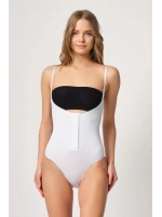 Beyaz Göğsü Açık Agraflı Body Korse