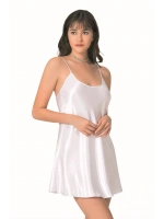 Kısa Saten Gecelik - Beyaz - KLBN12787