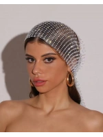 Beyaz Taşlı File Bandana Saç Aksesuarı Bone