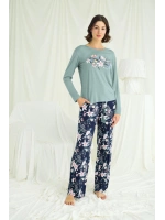 Çiçek ve Yaprak Desenli Baskılı Pijama Takımı - KLBN29167