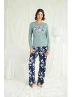 Çiçek ve Yaprak Desenli Baskılı Pijama Takımı - KLBN29167