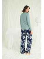 Çiçek ve Yaprak Desenli Baskılı Pijama Takımı - KLBN29167