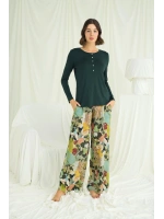 Çiçek ve Yaprak Desenli Pijama Takımı - KLBN29166