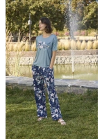 Çiçek ve Yaprak Desenli ve Baskılı Pijama Takımı - KLBN29164