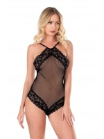İşlemeli Dantelli File Tül Bodysuit - Siyah - KLBN22221