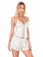 Saten Babydoll Şortlu Set - Ekru - KLBN14086