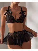 Fantezi Siyah Dantelli Mini Etekli Babydoll 9242