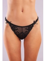 Golshan Giselle Mini String, Kadın Güpürlü Saten Siyah String Külot