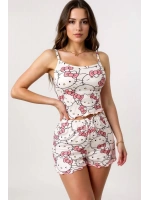 Hello Kitty Baskılı Askılı Şortlu Pijama Takımı Modeli - Kadın - KLBN00340