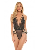 İp Detaylı Dantelli Transparan Fantazi Body - Siyah - KLBN31063
