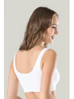 Kadın Beyaz Kalın Askılı Çıkarılabilir Pedli Örme Seamless Dikişsiz Basic Büstiyer