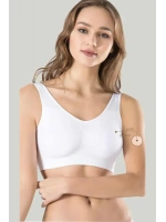 Kadın Beyaz Kalın Askılı Çıkarılabilir Pedli Örme Seamless Dikişsiz Basic Büstiyer