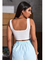 Kadın Beyaz Kalın Askılı Crop Top Büstiyer
