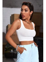 Kadın Beyaz Kalın Askılı Crop Top Büstiyer