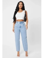 Kadın Beyaz Kare Yaka Crop Top Bluz