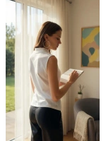 Kadın Beyaz Kolsuz Balıkçı Yaka Basic Bluz