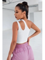 Kadın Beyaz Tek Omuz Cut Out Detaylı Crop Top Bluz