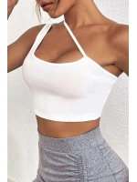 Kadın Beyaz Tek Omuzlu Çapraz Askılı Crop Top Büstiyer