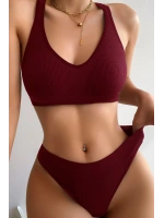 Kadın Bordo Desteksiz Seamless Tangalı İç Çamaşır Takımı