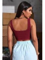 Kadın Bordo Kalın Askılı Crop Top Büstiyer