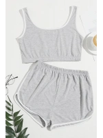 Kadın Gri Askılı Crop Top ve Şortlu Gecelik Takım