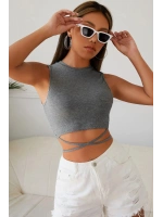 Kadın Gri Çapraz Bağlamalı Crop Top Büstiyer