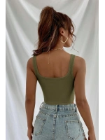 Kadın Haki Yeşili Kalın Askılı Crop Top Büstiyer