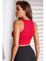 Kadın Kırmızı Derin Göğüs Dekolteli Şık Crop Top Bluz