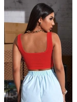 Kadın Kırmızı Kalın Askılı Crop Top Büstiyer