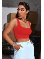 Kadın Kırmızı Kalın Askılı Crop Top Büstiyer