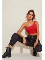 Kadın Kırmızı Tek Omuz Crop Büstiyer