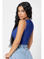 Kadın Lacivert Kare Yaka Crop Top Bluz
