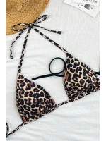 Kadın Leopar Desenli ve Siyah Minimal Kesim Üçgen Bikini Üstü