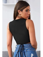 Kadın Siyah Çapraz Bağlamalı Crop Top Büstiyer