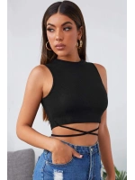 Kadın Siyah Çapraz Bağlamalı Crop Top Büstiyer