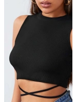 Kadın Siyah Çapraz Bağlamalı Crop Top Büstiyer