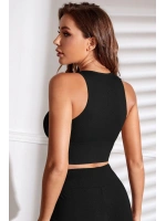 Kadın Siyah Derin Göğüs Dekolteli Şık Crop Top Bluz