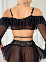 Kadın Siyah Etek Bustiyer Sexy Gecelik Takım 2157